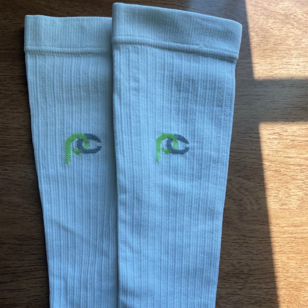 Pro Compression Calf Sleeves, White L/XL